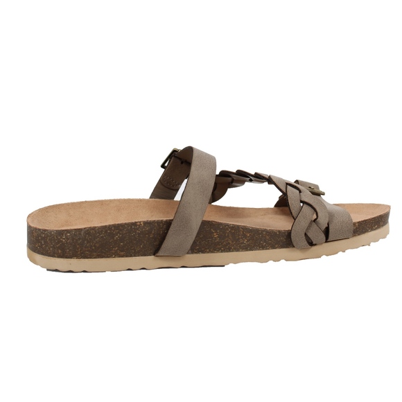 GIRLS Taupe Buckle Strap Platform Slip On Sandal - Picture 3 of 4